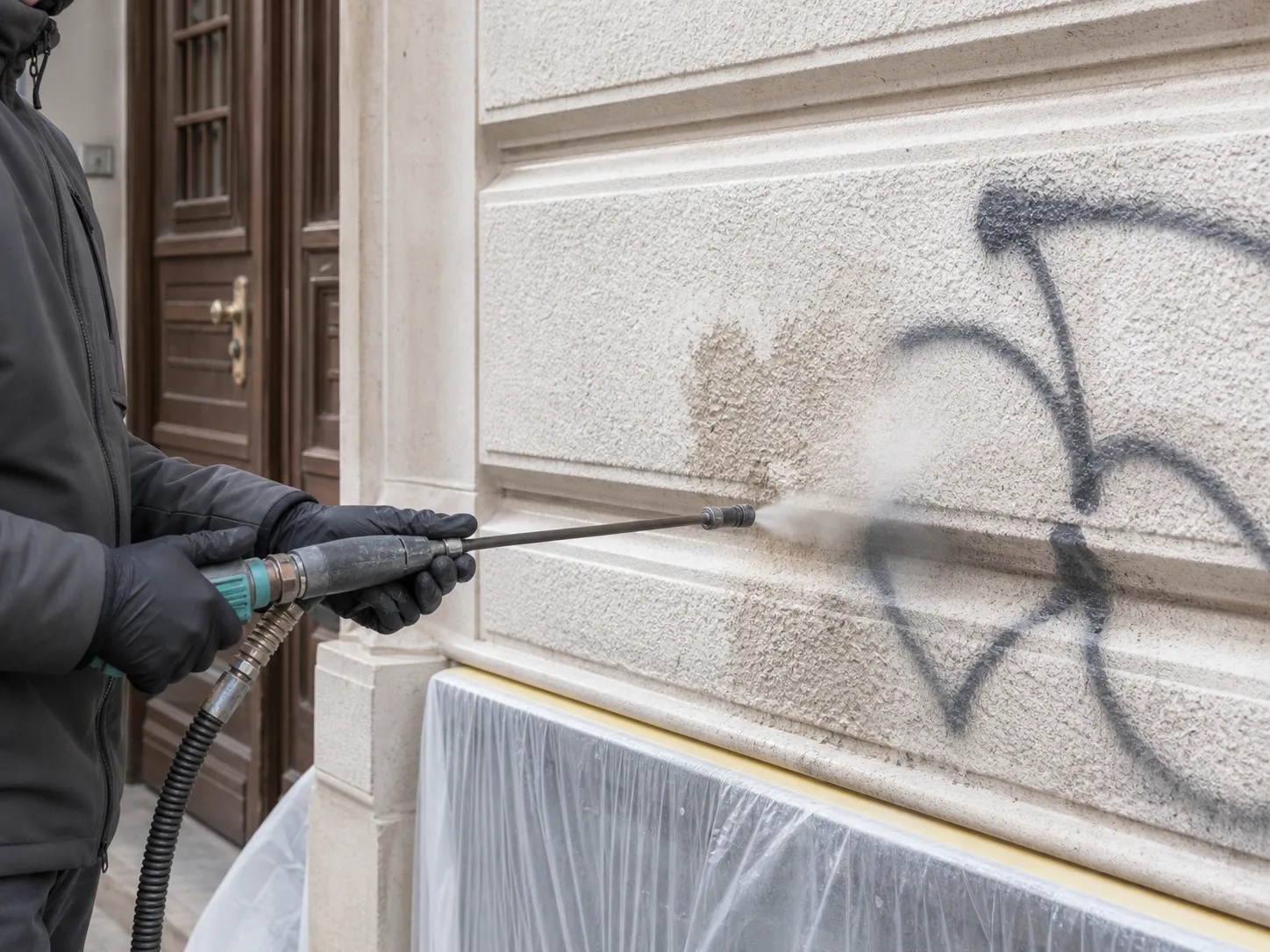Graffiti von Putz entfernen in Wien